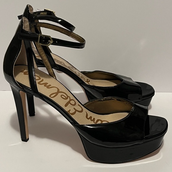 Sam Edelman Women's Kayden Heels Black Faux Patent Leather - Picture 2 of 15